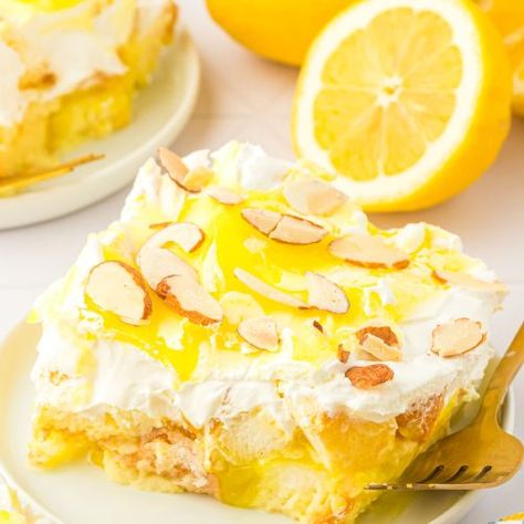 Lemon Heaven On Earth Cake - Busy Family Recipes Heaven Dessert, Lemon Dump Cake Recipe, Heaven On Earth Cake, Lemon Heaven, Lemon Angel Food Cake, Earth Cake, Lemon Pie Filling, Pudding Flavors, Cake Story