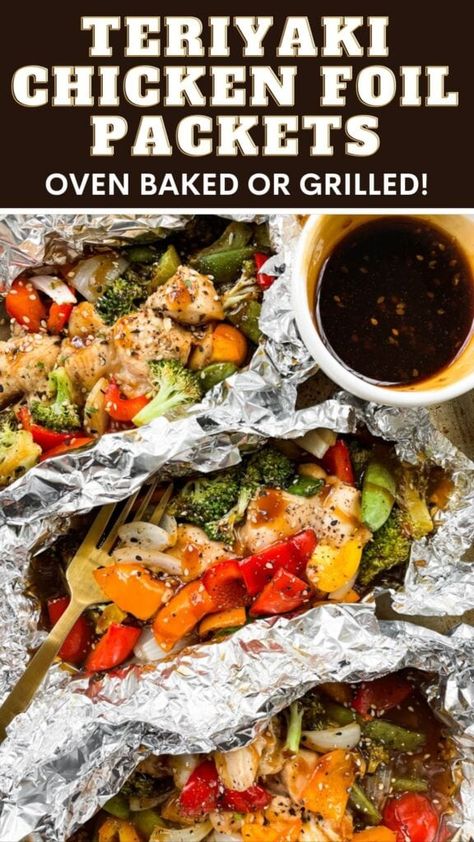 Teriyaki Chicken Foil Packets, Chicken Packets, Tin Foil Dinners, Foil Packet Recipes, Hobo Dinners, Foil Meals, Chicken Foil Packets, Foil Pack Dinners, Foil Packet Dinners