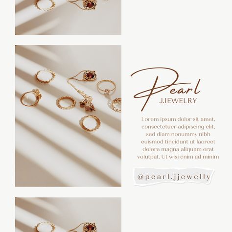 My design templates instagram for jewelry store Instagram Template Jewelry, Instagram Content Ideas For Jewelry Business, Jewelry Graphic Design Social Media, Jewelry Mockup, Pandora Essence, Wire Art Sculpture, Jewelry Catalog, Jewellery Brand, Online Shop Accessories