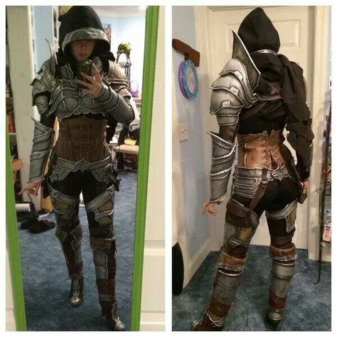 More great-looking armor :D I like the asymmetrical shoulder-guard <3 Ren Fair Armor, Asymmetrical Armor, Armored Corset, Diablo Cosplay, Destiny Cosplay, Skyrim Cosplay, Armadura Cosplay, Shoulder Guard, Female Armor