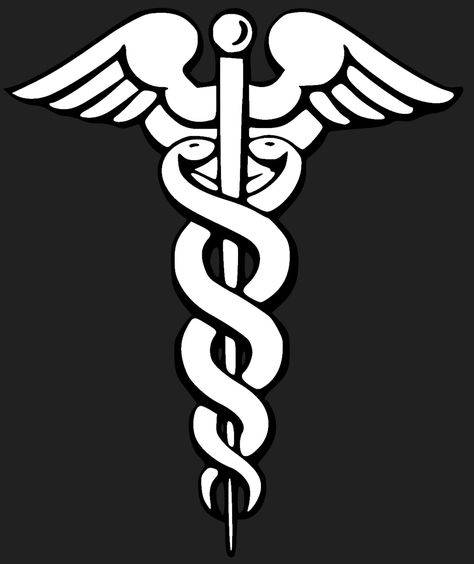 The caduceus (☤; /kəˈduːsiːəs/ or /kəˈdjuːʃəs/; from Greek κηρύκειον kērúkeion "herald's wand, or staff") is the staff carried by Hermes in Greek mythology and consequently by Hermes Trismegistus in Greco-Egyptian mythology. The same staff was also borne by heralds in general, for example by Iris, the messenger of Hera. It is a short staff entwined by two serpents, sometimes surmounted by wings. Hermes Staff, Hermes Trismegistus, Ancient Greek Symbols, Greek Symbols, Goddess Symbols, Greek Symbol, Health Symbol, Greek Tattoos, Egyptian Symbols