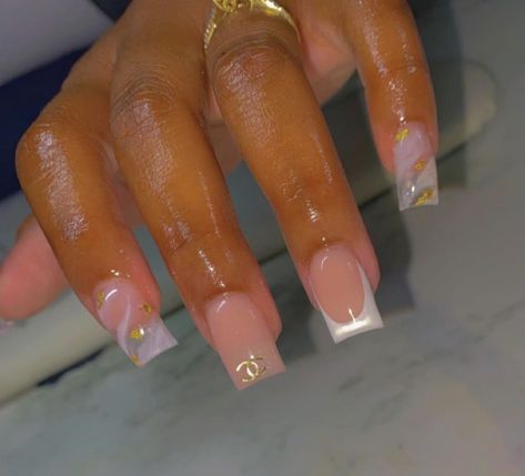 Nails With White Polish, Baddie Nail Short, Coffin Short Nails French Tip, Short Style Nails, 24th Birthday Nails Short, Short Arclyc Nail Ideas Square, New Years Nails Acrylic Coffin Short, Cute Short Nails Acrylic Square Baddie, Birthday Nails Coffin Short