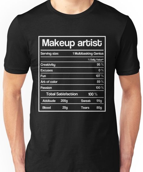 Makeup artist recipe funny T-shirt Unisex T-Shirt Artist Outfit Ideas, Makeup Artist Outfit, Basketball Facts, Makeup Shirts, Basketball Plays, Artist Shirts, Basketball Skills, Buy Makeup, Artist Fashion