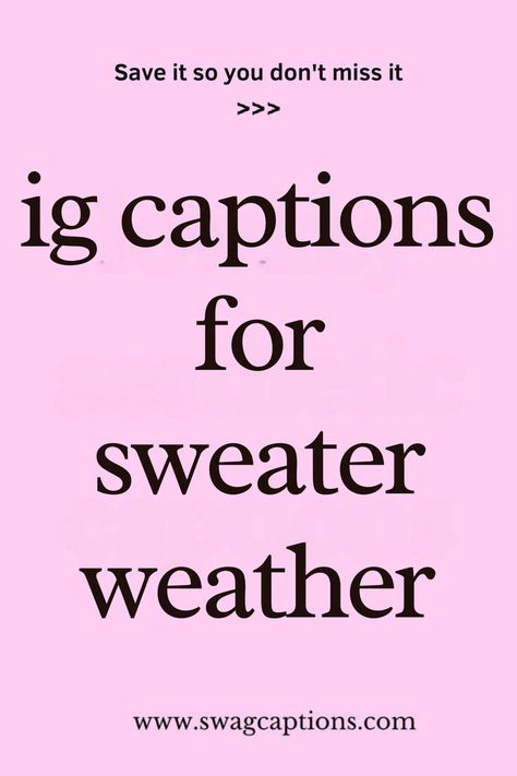 Cozy up this season with the perfect "captions for sweater weather"! Whether you're posting a picture of your favorite knitted sweater or enjoying a hot cocoa, these captions will add a touch of charm to your photos. Find the ideal words to capture the warmth and comfort of sweater weather and share your seasonal style with flair! Nice Weather Captions, Sweater Weather Captions, Pictures To Post On Instagram, Weather Captions, Sweater Weather Quote, Sweater Quotes, Fashion Captions, Weather Pictures, Captions For Instagram Posts