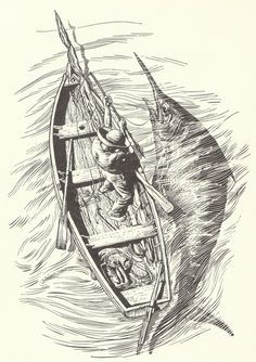 old man and the sea tattoo | Climbing | Pinterest | Sea Tattoo ... Hemingway Tattoo, Fisherman Tattoo, Boat Tattoo, Sea Drawing, Sea Tattoo, Scratchboard Art, Guitar Painting, Ink Artwork, Book Tattoo