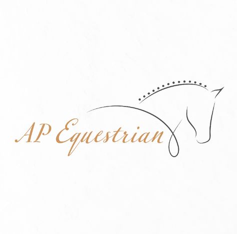 Dressage Logo design for Grand Prix rider Alice Peternell. The logo features an outline of a horse with dressage plaits and the name in a rose gold font. Dressage logo & branding design | dressage rider logo Equestrian Logo Ideas, Dressage Silhouette, Horse Logo Design Ideas, Equine Logo Design, Equine Logos, Rider Logo, Equestrian Logo, Alice Rose, Logo Horse