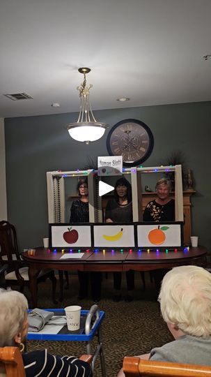 Casino  Night featuring The Human Slot Machine | By Meadowmere & Mitchell Manor Oak Creek Human Slot Machine Diy, Human Slot Machine Game, Human Slot Machine, Casino Games For Party, Winter Festival Ideas, Senior Activity Ideas, Games For Groups, Casino Party Games, Senior Activities