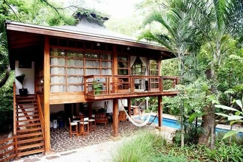 Off Grid Tiny House, Balinese Style, Hut House, Tropical House Design, Wooden House Design, Bamboo House Design, Jungle House, Thai House, Small Wooden House