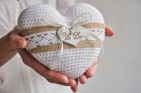 Really love this, from the Etsy shop LoveStoryStore. http://etsy.me/2Aqe6ll #etsy #weddings #decoration #weddingringbearer #weddingringpillow #alternativewedding #whiteheartpillow #keepsake #weddingdecor #weddingringcushion Crochet Wedding Decorations, Crochet Ring Pillow, Crocheted Heart, White Wedding Ring, Wedding Ring Cushion, Story Story, Rustic Wedding Rings, Crochet Rings, Ring Pillows