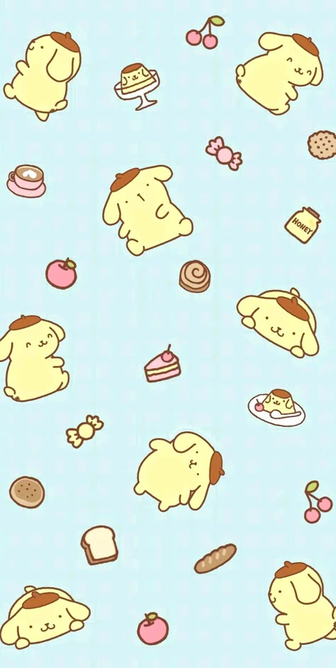 Pompompurin And Macaroon Wallpaper, Pompompurin Wallpaper Aesthetic, Pompompurin Wallpaper, Macaroon Wallpaper, Sanrio Phone, Sanrio Wallpapers, Pompom Purin, Pom Purin, Pom Pom Purin