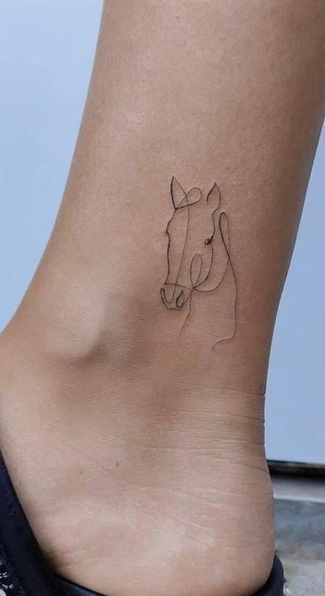 Small Horse Tattoo, Paper Flower Bouquet Diy, Tasteful Tattoos, Cute Little Tattoos, Cute Tiny Tattoos, Horse Tattoo, Matching Tattoo, Tattoo Cover-up, Subtle Tattoos