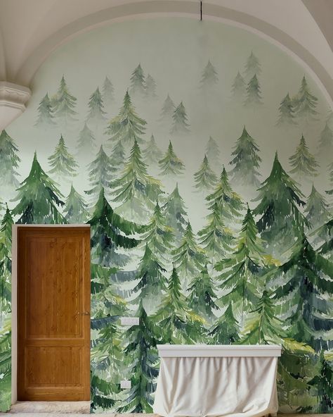 Immerse your walls in the beauty of the primitive forest with our green peel and stick mural. This nature-inspired design brings tranquility and a touch of rustic charm to your living space. ✨If you are interested in this series and want to see more please visit: https://www.zeekohome.com/collections/https-www-zeekohome-com-products-foggy-forest-utm_source-copytopasteboard-utm_medium-product-links-utm_content-web #ForestBeauty #BrownWallpaper #SelfAdhesive #NatureInspired #TranquilWallpaper ... Woodland Wall Decals, Watercolor Pine Tree, Pine Tree Forest, Forest Mural, Pine Trees Forest, Woodland Wall, Forest Wall Mural, Forest Wall, Woodland Decor