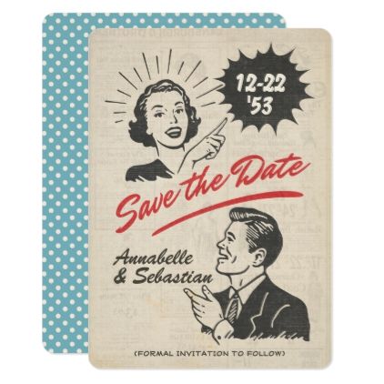 1950's Mid Century Wedding Save The Date Card - invitations personalize custom special event invitation idea style party card cards 1950 Wedding Theme, 1950 Wedding, Mid Century Wedding, Retro Wedding Invitations, Rockabilly Wedding, Yosemite Wedding, Rock N’roll, Retro Wedding, Save The Date Card