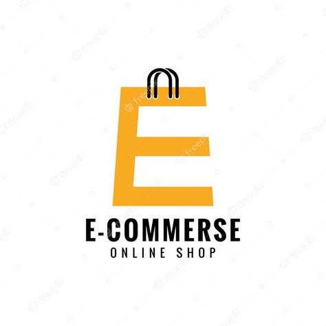 Online Shop Logo Design, Online Shop Logo, Shop Logo Design, Letter E, Shop Logo, Design Vector, Letter Logo, Premium Vector, Online Shop