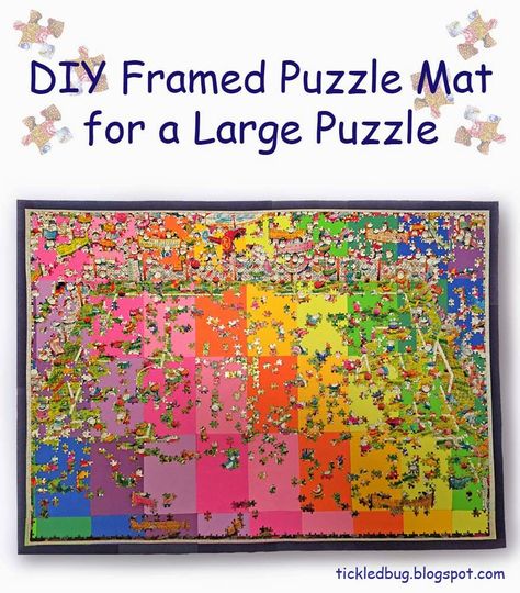 Tickled by the Creative Bug: DIY Framed Puzzle Mat for a Large Puzzle Framed Puzzle, Puzzle Organization, Jigsaw Puzzle Table, Large Cardboard Boxes, Puzzle Storage, Glue Craft, Puzzle Frame, Puzzle Mat, Diy Puzzles