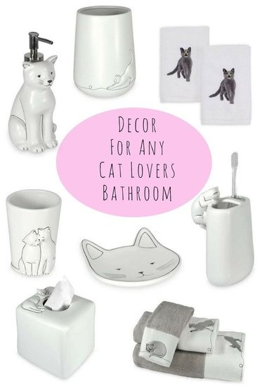 Cute bathroom decor for any cat lover #ShopStyle #Towels #SoapDish #ToothbrushHolder #Bin #Cup #CatDecor Cat Themed Bathroom Decorating Ideas, Cat Theme Bathroom, Cat Office Decor, Cat Themed Bathroom, Bathroom Decor On A Budget, Cat Bathroom Decor, Cute Bathroom Decor, Cat Bathroom, Cat Bedroom