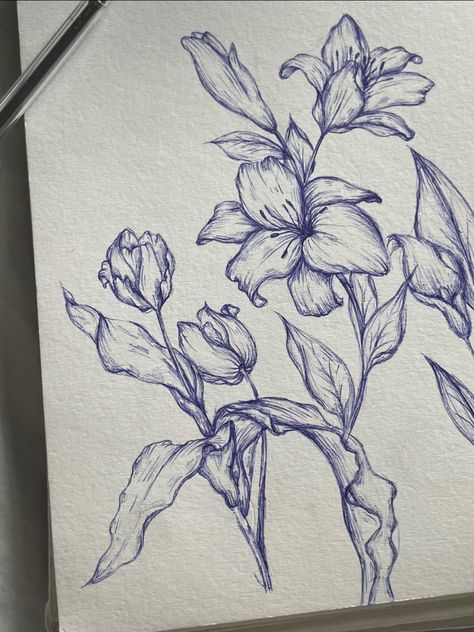 Pen Art Inspiration, Pen Flower Drawing, Flower Pen Drawing, Sketch Flower, Job Change, Pen Sketch, Art Tattoos, Doodle Art Designs, Art Drawings Sketches Creative