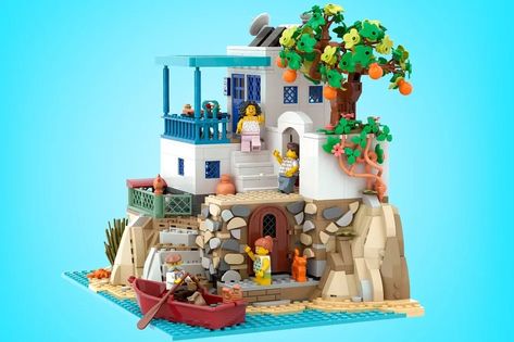 LEGO IDEAS - Mediterranean House Mediterranean Houses, Lego House Ideas, Lego Boards, Mediterranean House, Lego Craft, Lego Creative, Lego Room, Lego Worlds, Lego House