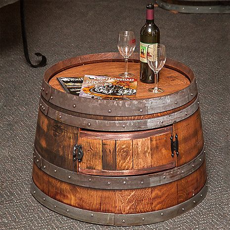 .. Whisky Barrel Ideas, Half Wine Barrel Ideas, Whiskey Barrel Coffee Table, Wine Barrel Coffee Table, Wine Barrel Art, Wine Barrel Bar, Door Coffee Tables, Wine Barrel Table, Wine Furniture