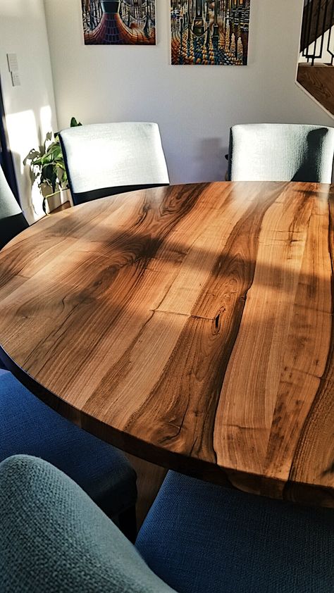 European Walnut Round Dining Table by Toncha Hardwood | Wescover Tables Custom Round Dining Table, Round Walnut Table Dining, Round Dining Table Walnut, Round Natural Wood Dining Table, Small Round Dining Tables, Round Dining Tables That Seat 6, Round Walnut Dining Table, 6 Person Round Dining Table, Circle Dinning Table