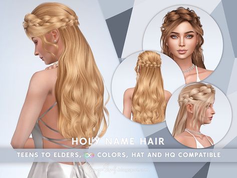 Holy Name Hair NOW PUBLIC | SonyaSims on Patreon Targaryen Hair, Sims 4 Wedding Dress, Medieval Hairstyles, Sims Medieval, The Sims 4 Pc, Pelo Sims, Sims 4 Body Mods, Sims4 Clothes, The Sims 3