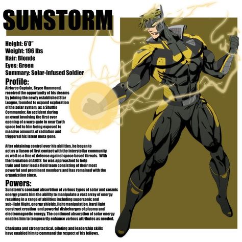 Invincible Oc Male, Supervillian Oc Character Design, Fan Made Superheroes, Sun Superhero, Super Hero Oc Character Design, Lightning Character Design, Invincible Oc, Superhero Design Concept Art, Super Hero Oc