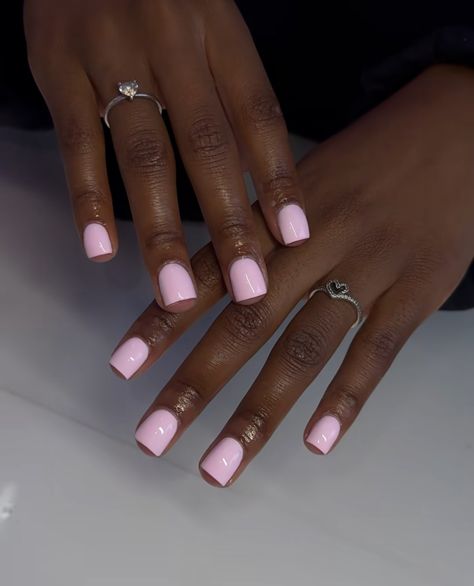 Light Pink Square Nails, Light Pink Short Nails, Pink Square Nails, Light Pink Square, Shorties Nails, Overlay Nails, Hard Nails, Ombre Acrylic Nails, Work Nails