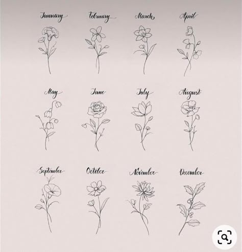 Zodiac Flowers Birth Month, August And November Birth Flower Tattoo, July And August Birth Flower Tattoo, July Month Flower, December Flower Tattoo, August Flower Tattoo, Flower Spine Tattoos, October Birth Flowers, July Birth Flower