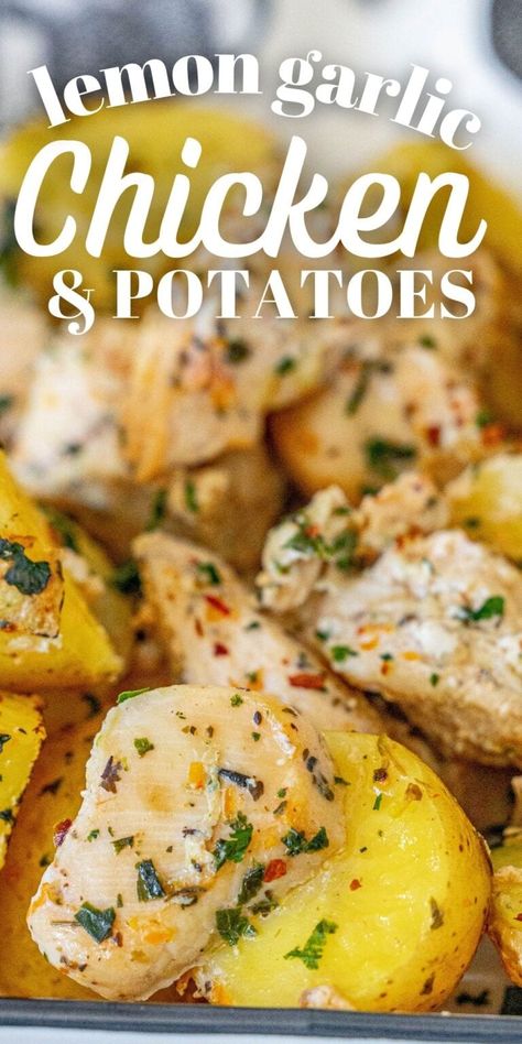 Lemon Garlic Baked Chicken and Potatoes - Sweet CS Designs. Baked Chicken And Potatoes, Lemon Chicken And Potatoes, Perfect Baked Chicken, Chicken Breast Oven, Garlic Baked, Chicken Potato Bake, Baked Lemon Chicken, Roasted Chicken And Potatoes, Roasted Garlic Chicken