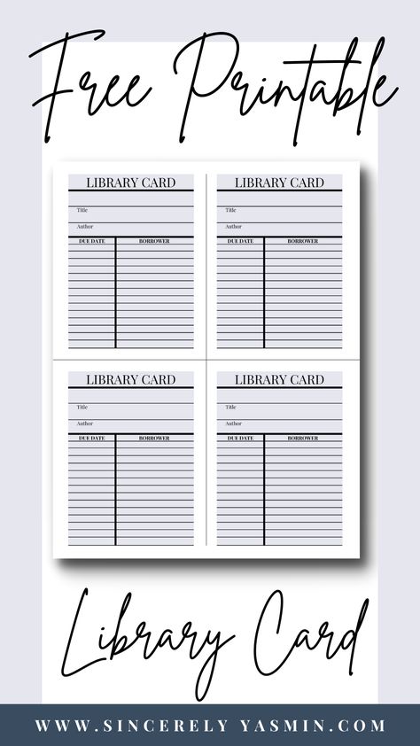 Free Printables for the bookworm in you! Looking for a vintage library card design or a book review template? We've got you covered in our free printables library! Library Card Template Free Printable, Library Card Template, Library Card Printable, Vintage Library Card, Work Engagement, Book Printables, Free Planner Templates, Library Cards, Book Review Template