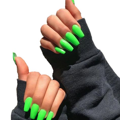 Green Coffin Nails, Bright Acrylic Nails, Acrylic Nails Natural, Neon Green Nails, Green Acrylic Nails, Gel Pedicure, French Pedicure, Green Nail Polish, Green Nail