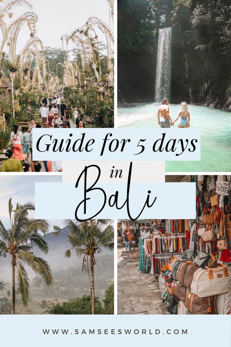 The ultimate 5 day Bali itinerary. Here is a 5 day Bali itinerary that covers to best of the island. In 5 days you will explore Ubud, Seminyak, Canggu, Uluwatu and more! #Bali #Indonesia #Asia #Wanderlust 3 Day Bali Itinerary, Bali 5 Day Itinerary, Bali 4 Days Itinerary, Bali Itenary 5 Days, Bali Itinerary 3 Days, Bali Itinerary One Week, Bali Itenary, Bali Excursions, Bali Vacation Outfits