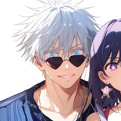 GOJO SATORU & AI HOSHINO - (Best friend) ✶ Gojo Couple Matching Pfp, Anime Cute Matching Icons, Best Anime Couple Matching Pfp, Gojo Matching Pfp Couple, Jjk Matching Pfp Couple, Gojo Matching Pfp, Cute Couple Comics, Cute Bunny Cartoon, Best Anime Couples