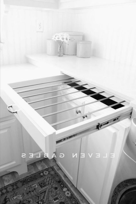 Diy Slide, Laundry Room Drying Rack, Cast Iron Kitchen Sinks, Room Storage Diy, Dream Laundry Room, Laundry Rack, Laundry Cabinets, Laundry Room Layouts, Laundry Room Renovation