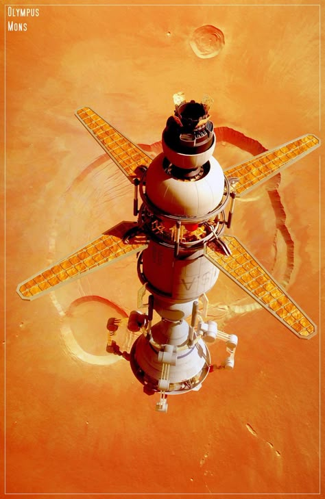 #sciencefiction #scifi Scifi Space Station, Olympus Mons, Spaceship Illustration, Hard Science Fiction, Science Fiction Artwork, Sci Fi Spaceships, Spaceship Art, Spaceship Concept, Spaceship Design