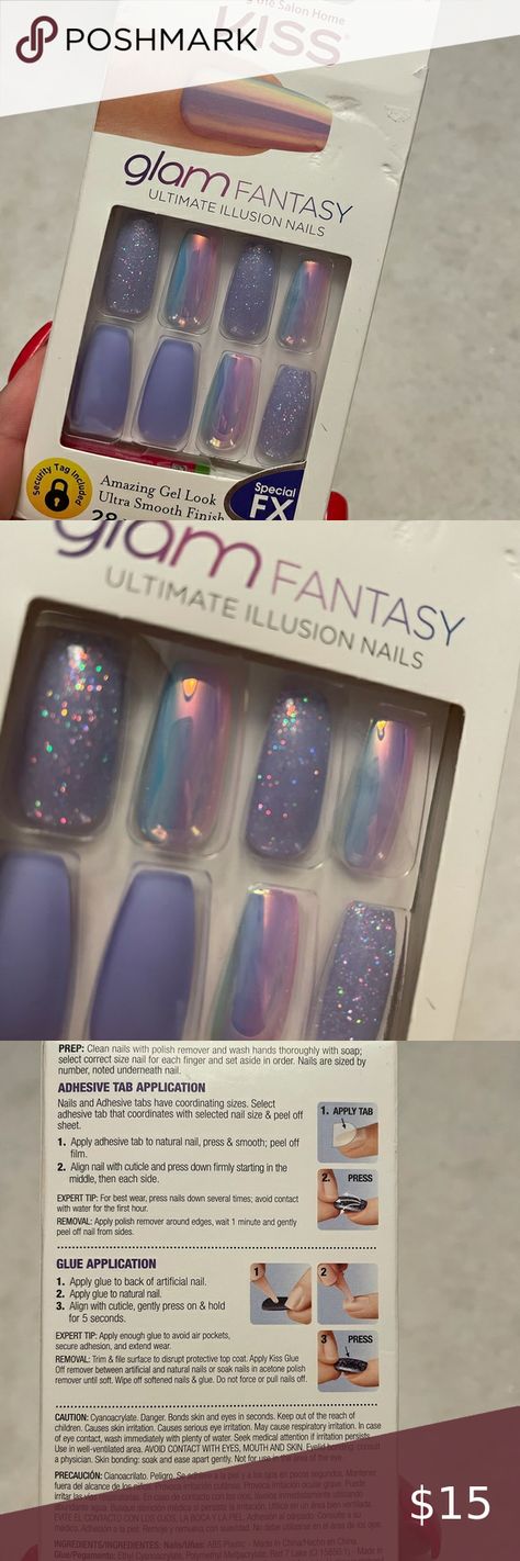 KISS Glam Fantasy Nails Fantasy Nails, Clean Nails, Nails At Home, Nail Shop, Press On Nails, Convenience Store Products, Kiss, How To Apply, Nails