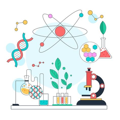 Flat science illustration biotechnology ... | Free Vector #Freepik #freevector #technology #science #job #illustrations Science Lab Background Concept Art, General Biology Background Design, Gen Biology Design, General Biology Background, Science Pics, Biotechnology Art, Future Scientist, Earth Day Drawing, Medical Projects