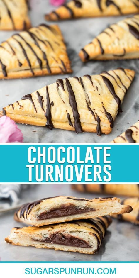 Chocolate And Puff Pastry, Chocolate Turnovers Puff Pastries, Chocolate Rolls Pastry, Baked Breakfast Pastries, Cookie Butter Puff Pastry, Chocolate Filled Puff Pastry, Chocolate Pastry Recipes, Puff Pastry Recipe Ideas, Easy Breakfast Pastry Recipes