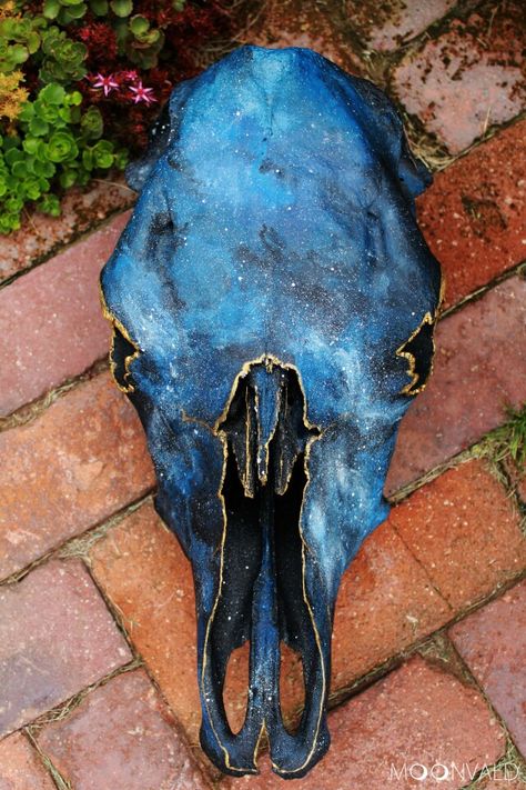 Galaxy cow skull Aztec Cow Skull, Fantasy Diy, Painted Animal Skulls, Animal Skull Decor, Deer Skull Art, Painted Cow Skulls, Cow Skull Decor, Cow Skull Art, Taxidermy Decor