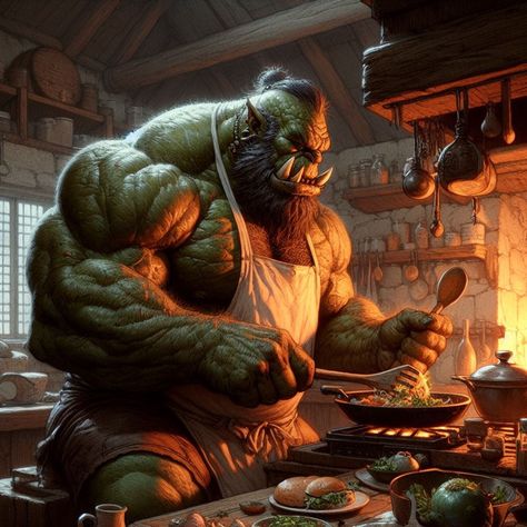 Orc Bartender, Orc Champion, Orc Fantasy Art, Orc Man, Orc Rpg, Wow Orc, Ogre Art, Orc Cleric, Orc Art