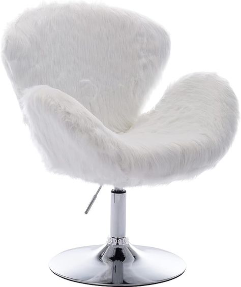 White fur chair White Fur Chair, Stool For Bedroom, Shaggy Dog, Fur Chair, Sheepskin Chair, White Accent Chair, Swan Chair, Dog White, Dorm Living Room