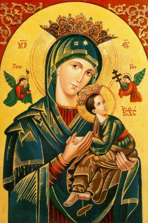 our lady of perpetual help Mother Of Perpetual Help, Catholic Artwork, Our Lady Of Perpetual Help, Lady Of Perpetual Help, Novena Prayers, Queen Of Heaven, Blessed Mother Mary, The Virgin Mary, Mary And Jesus