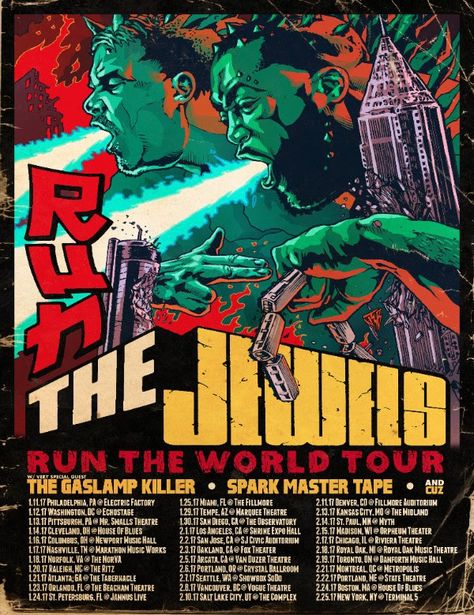 Run the World Tour 2017  has been announced with a lineup that is not to be missed and right to your door!! First stop: North America with 33 dates locked & loaded, and rolling deep with some p… Marquee Theater, Mr Smalls, Posters Amazon, Run The Jewels, Small Theatre, Real Hip Hop, Music Theater, Concert Poster, Tour Posters