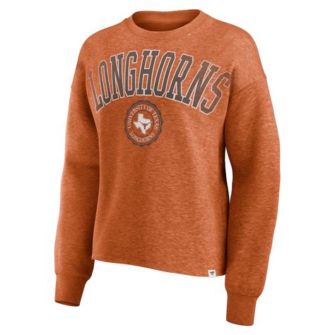 Texas Longhorns Fanatics Women's Heritage Oversized Tradition Fleece Sweatshirt - Heather Texas Orange Orange Texas, Texas Longhorns, Fleece Sweatshirt, Team Names, Crew Sweatshirts, Vintage Looks, Heathers, Crew Neck Sweatshirt, Texas