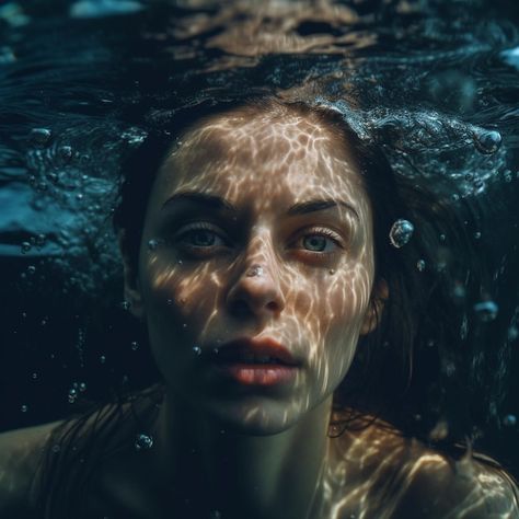 Water Reflection Portrait, Underwater Person, Swimming Reference, Face Underwater, Woman Swimming, Underwater Portrait, Close Up Faces, Amazing India, Under The Skin