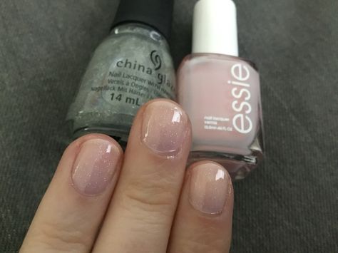 Essie hi maintenance with a top coat of China glaze Fairy Dust Essie Hi Maintenance, China Glaze Nail Polish Colors, China Glaze Fairy Dust, Caviar Nails, Natural Nails Manicure, Fun Nail Colors, Subtle Nails, Pearl Nails, Essie Nail