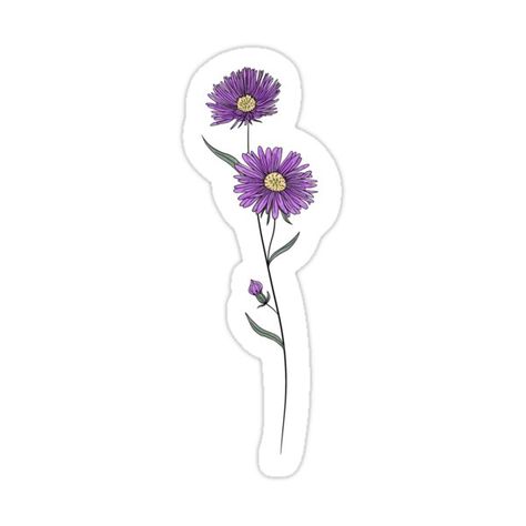 Decorate laptops, Hydro Flasks, cars and more with removable kiss-cut, vinyl decal stickers. Glossy, matte, and transparent options in various sizes. Super durable and water-resistant. Drawing of the September birth month flower, Aster. Created on iPad Pro with Procreate. Check out my Etsy for custom birth flower bouquet drawings: EKWdigitaldesigns Instagram: @e.k.w.designs Aster Tattoo September, Aster Tattoo, September Birth Month, Flower Bouquet Drawing, Artsy Tattoos, Birth Flower Bouquet, September Birth Flower, September Baby, Ankle Tattoos For Women