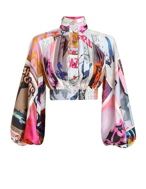 Bg Color, High Collar Blouse, High Collar Shirts, Colorful Blouse, Printed Silk Skirt, Silk Skirt, Collar Blouse, Stage Outfits, Mode Inspiration