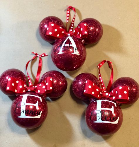 Minnie Mouse Ornaments Diy, Mouse Ornaments Diy, Minnie Mouse Ornaments, Mouse Ornaments, Minnie Ornaments, Diy Christmas Decorations Easy, Christmas Crafts Decorations, Ornaments Diy, Xmas Tree