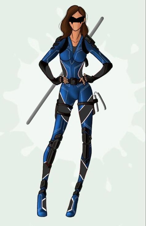 Black And Blue Superhero Suit Female, Blue Hero Costume, Super Suits Female Design, Blue Superhero Suit Female, Bnha Hero Costumes Ideas, Superhero Oc Female Outfit, Super Hero Suits Designs Female, Super Hero Outfits For Women, Female Superhero Costumes Design